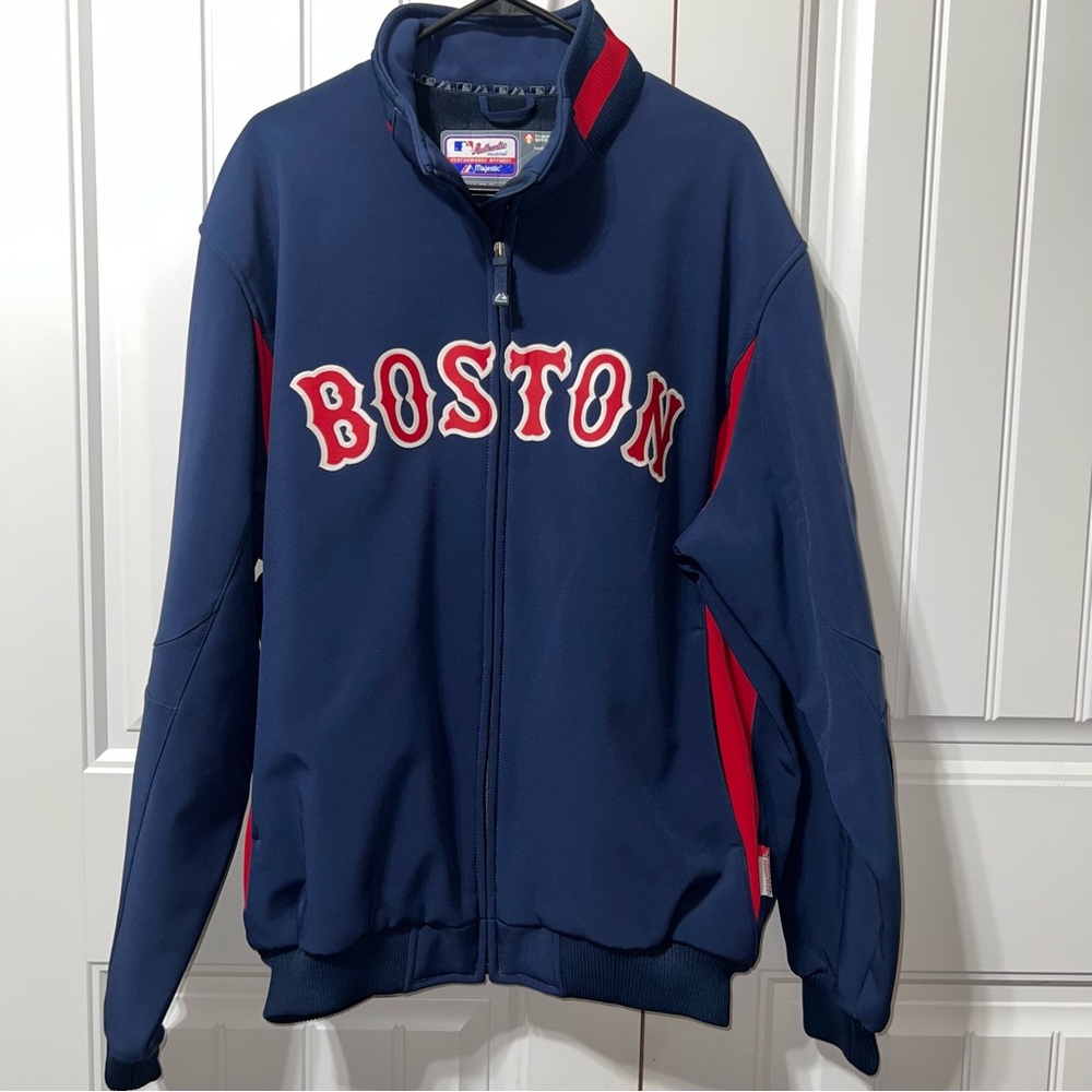 Majestic MLB BOSTON RED SOX Navy and Red Therma Base Fill Zip Men’s XL Jacket